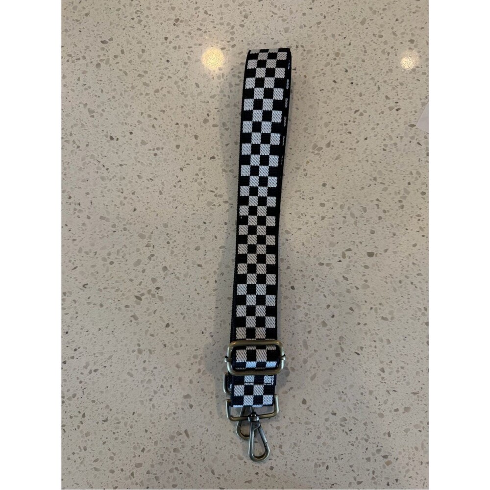 Bodomint Check Yourself in Black & White Checkerboard Bag Strap NWOT